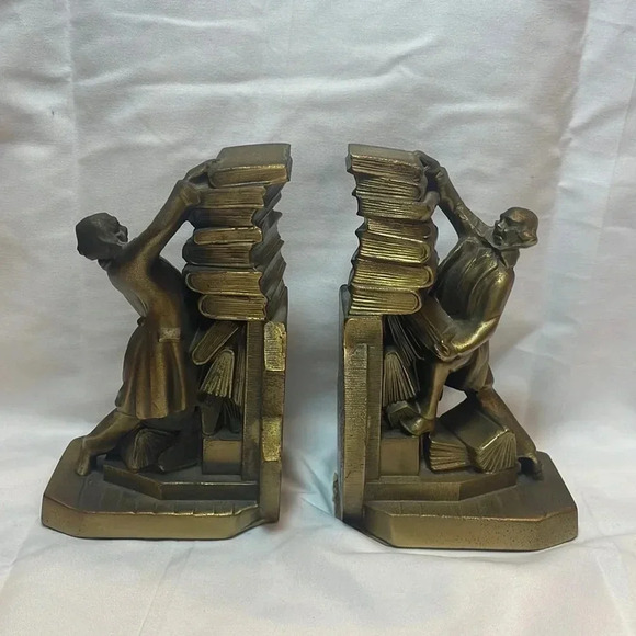 Vintage Other - Vintage Art Deco Solid Brass Bookends